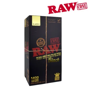 RAW BLACK PRE-ROLLED CONES KING SIZE – BOX/1400