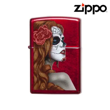 ZIPPO LIGHTER - CANDY APPLE RED MUERTOS