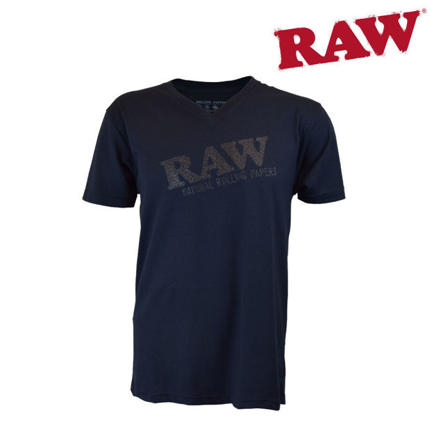 Picture of RAW BLACK GLITTER LOGO V-NECK T-SHIRT