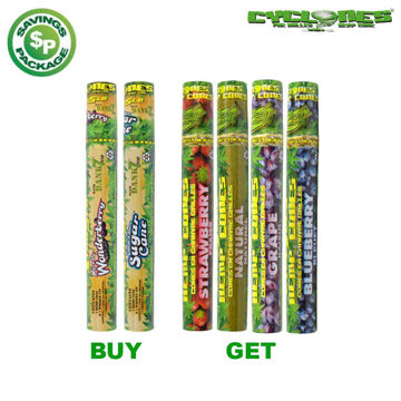 Picture of CYCLONES HEMP WRAPS, BUY SUG XS & WONDER XS, GET BLUE, GRAPE, NAT, STRAW, FOR FREE