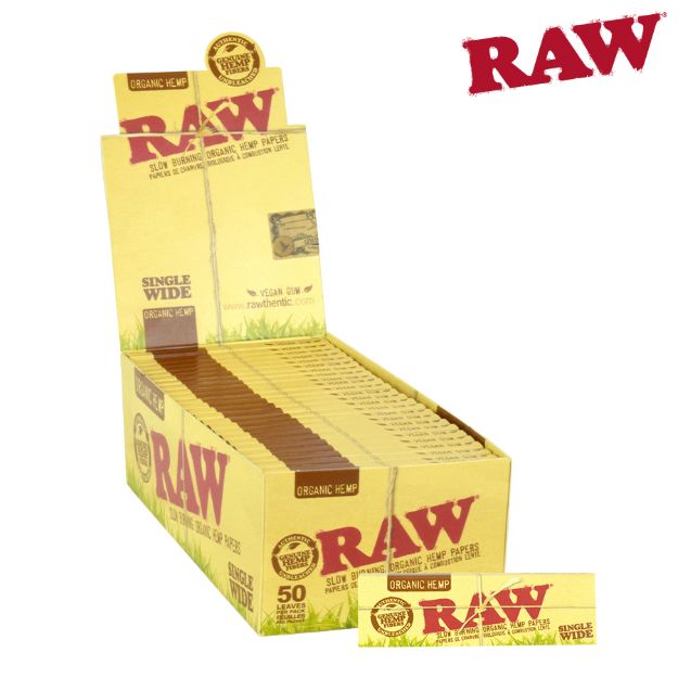 Picture of RAW ORGANIC NATURAL UNREFINED HEMP ROLLING PAPERS SINGLE WIDE SINGLE WINDOW, PACK/50, BOX/50