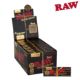 Picture of RAW BLACK NATURAL UNREFINED ARTISAN CONNOISSEUR PAPERS w/TIPS 1 1/4 SIZE, PACK/50, BOX/24