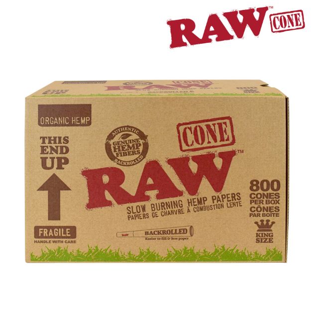 Picture of RAW ORGANIC NATURAL UNREFINED HEMP PRE-ROLLED CONES KINGSIZE, BOX/800