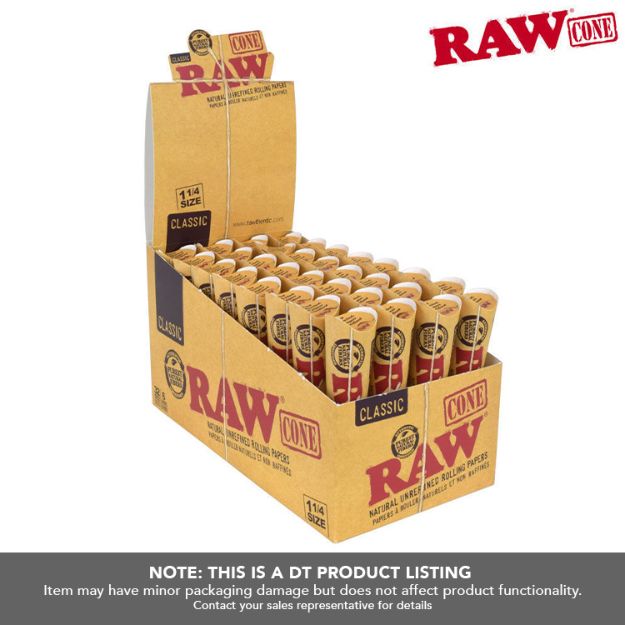 Picture of RAW CLASSIC NATURAL UNREFINED PRE-ROLLED CONES 1 1/4 SIZE